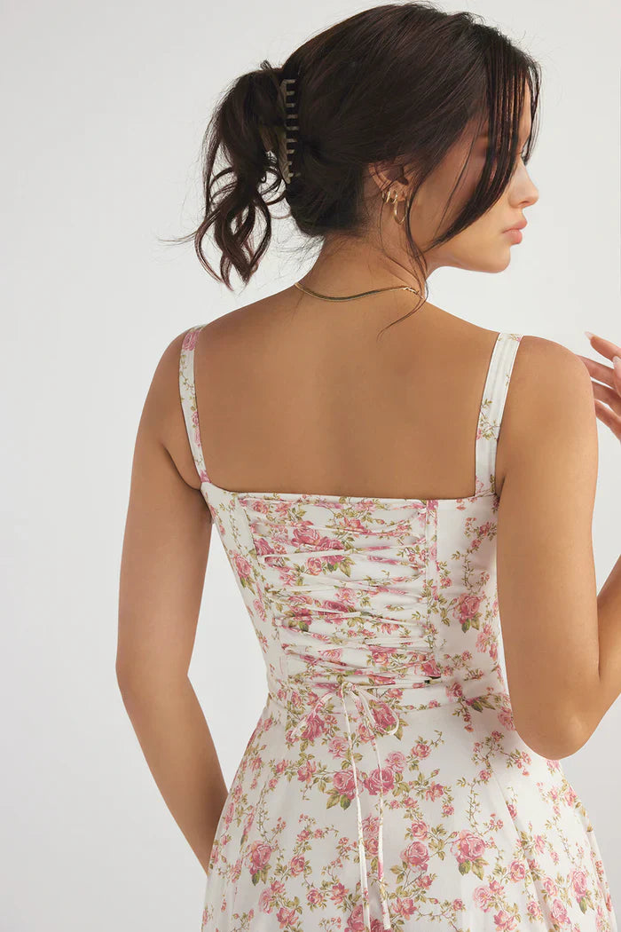 AURORA - VESTIDO MIDI CON CORSÉ Y CORDONES