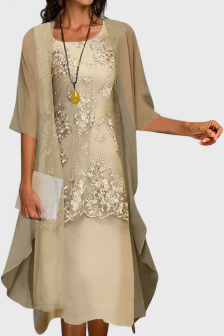 Conjunto de Vestido de Chiffon Elegante Apolline con Diseño Atemporal