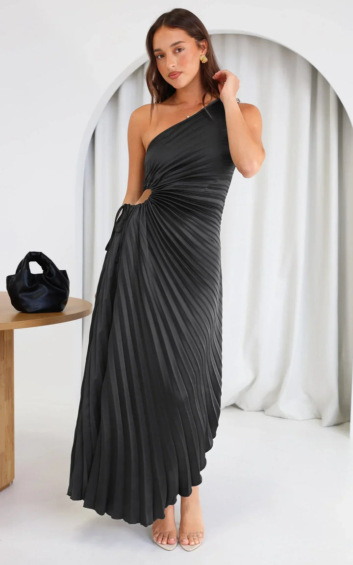 Sylviana - Vestido midi plisado de un solo hombro