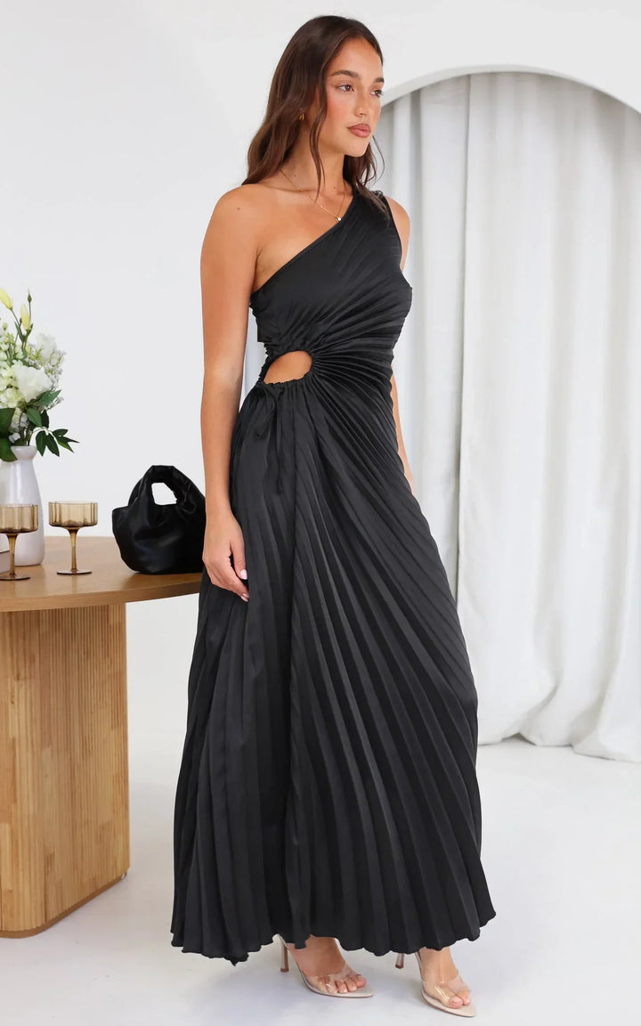 Sylviana - Vestido midi plisado de un solo hombro