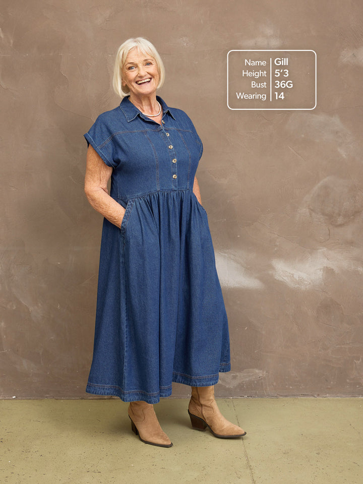 Vestido Vaquero Midi Rhiona - Azul Oscuro
