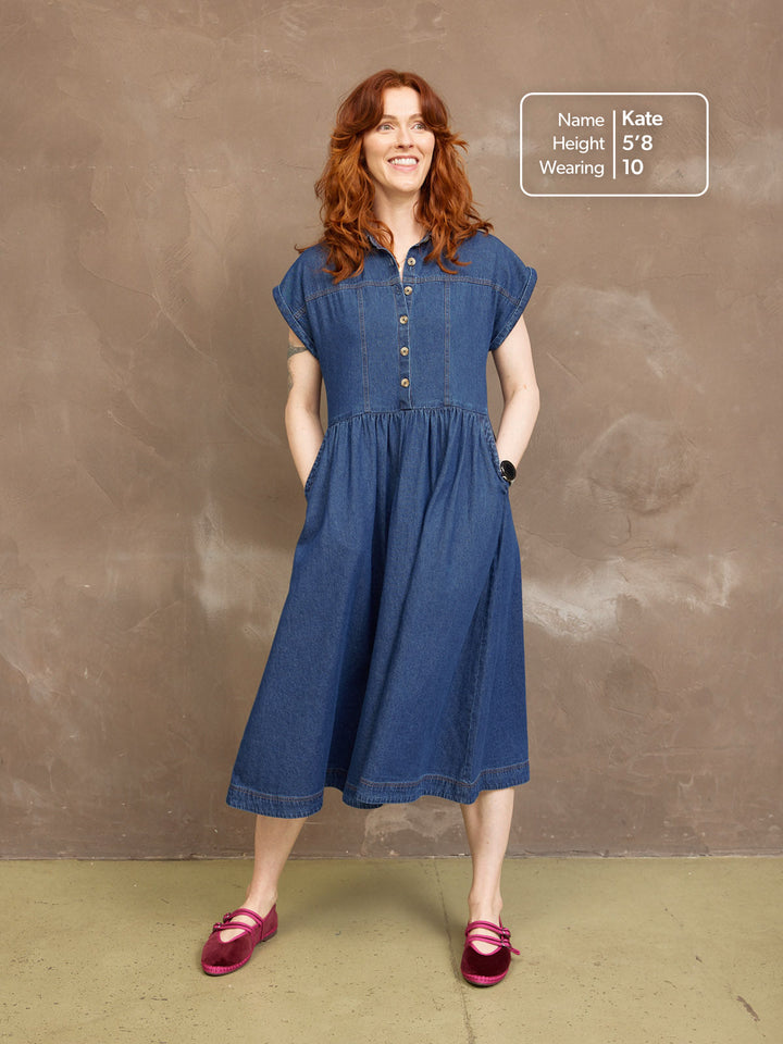 Vestido Vaquero Midi Rhiona - Azul Oscuro