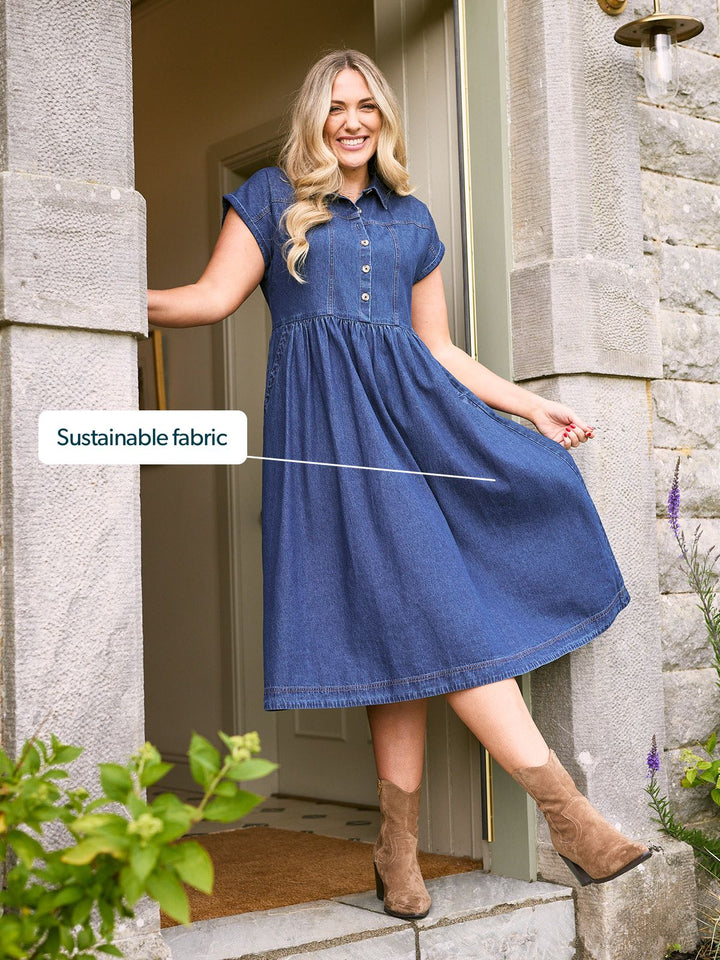 Vestido Vaquero Midi Rhiona - Azul Oscuro