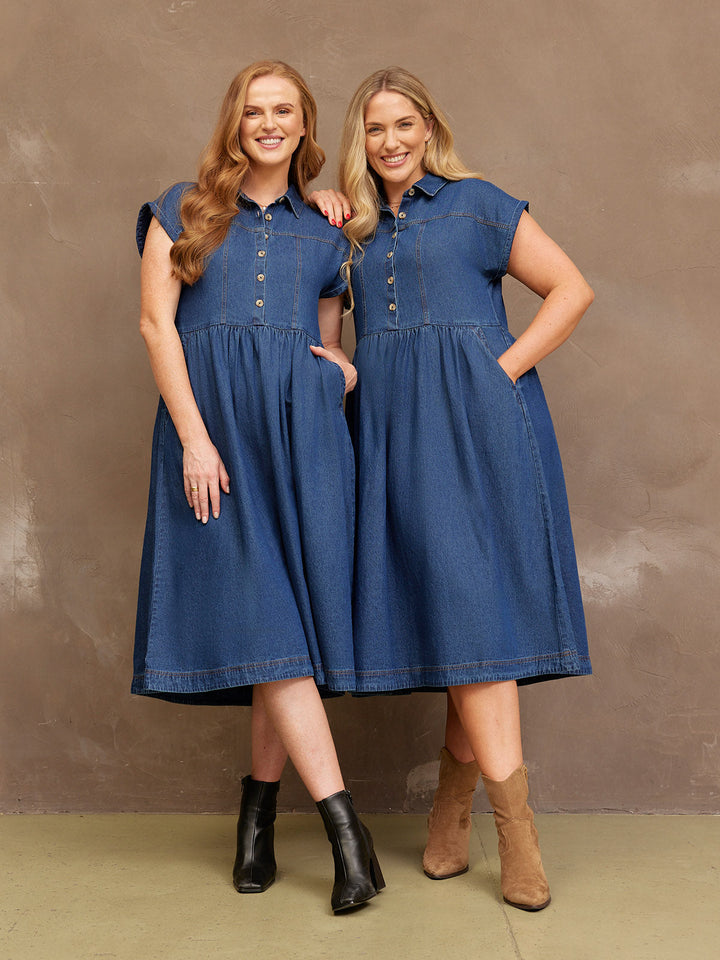 Vestido Vaquero Midi Rhiona - Azul Oscuro