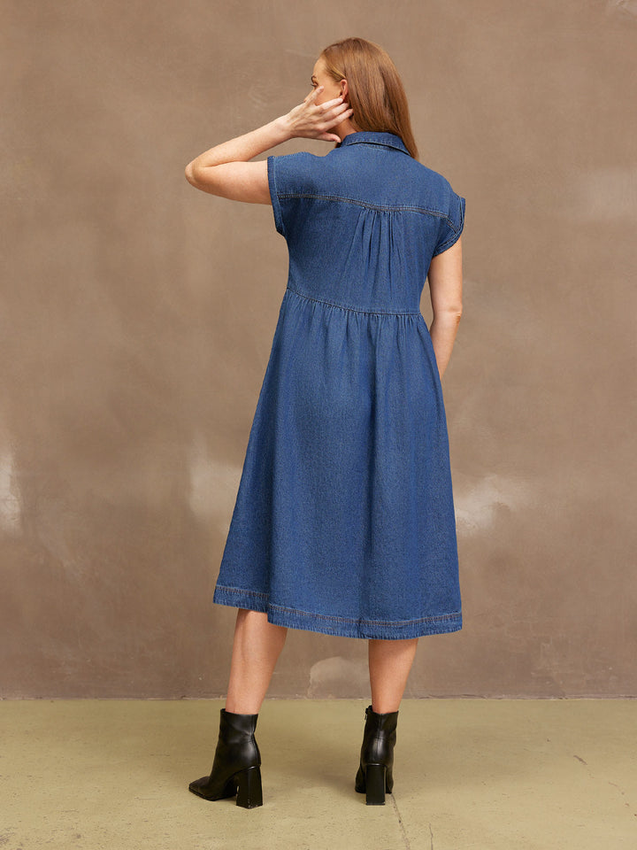 Vestido Vaquero Midi Rhiona - Azul Oscuro
