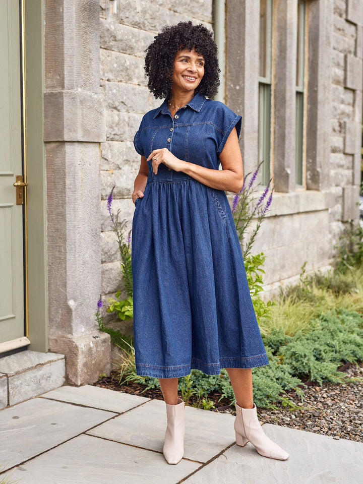 Vestido Vaquero Midi Rhiona - Azul Oscuro