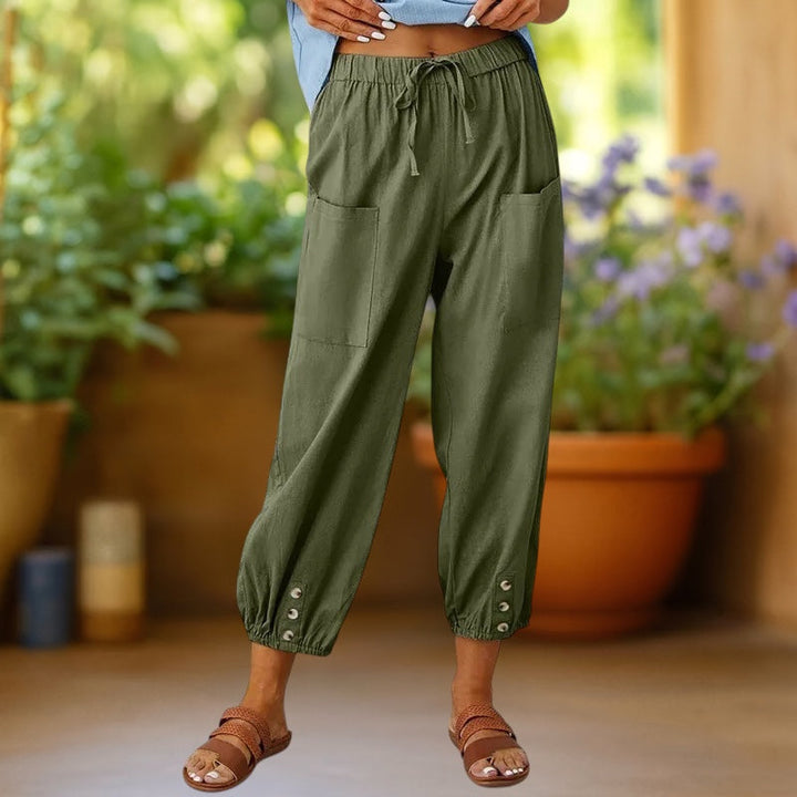Aurelia™ | Pantalones de lino de pierna ancha recortados
