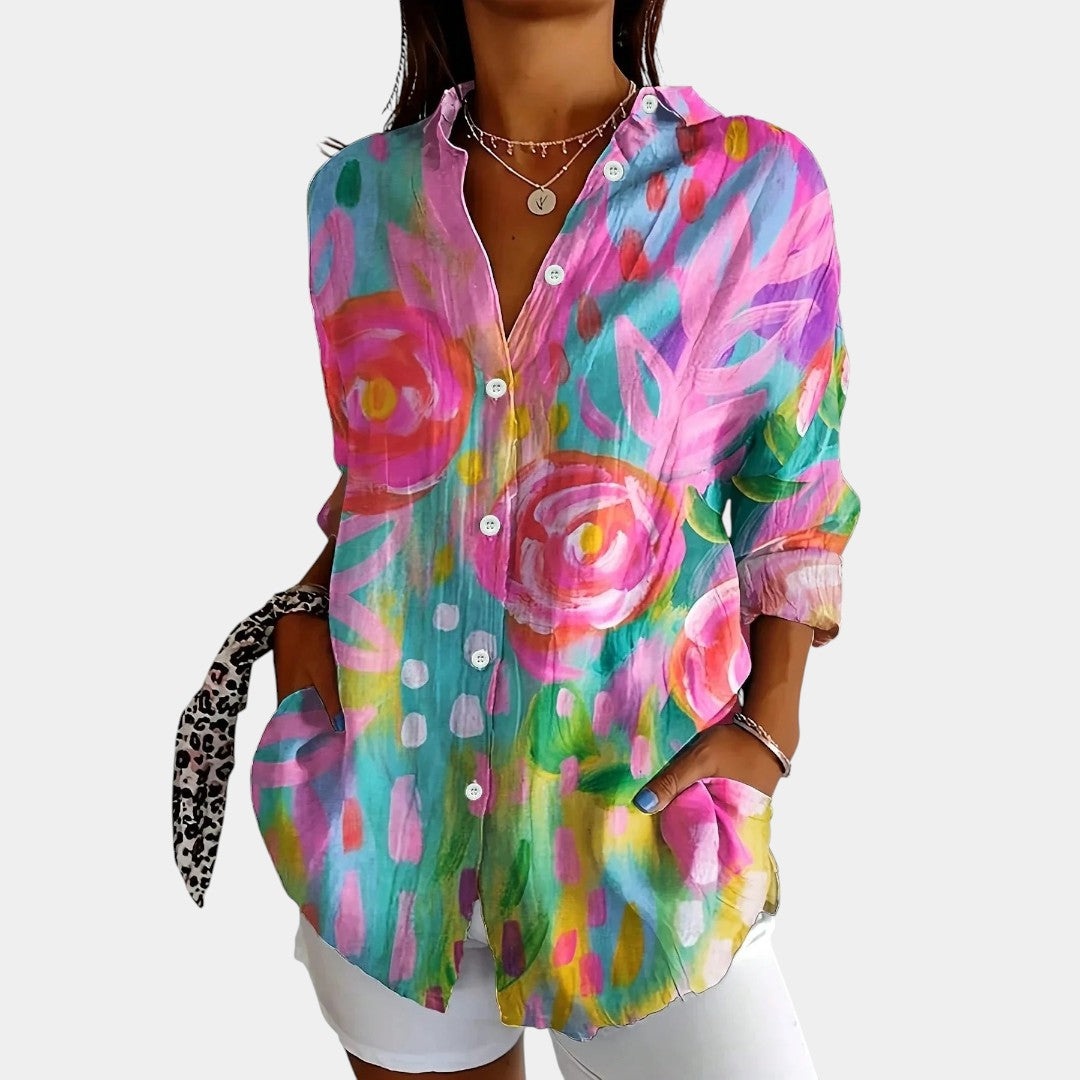 Nika – blusa de verano con estampado vibrante