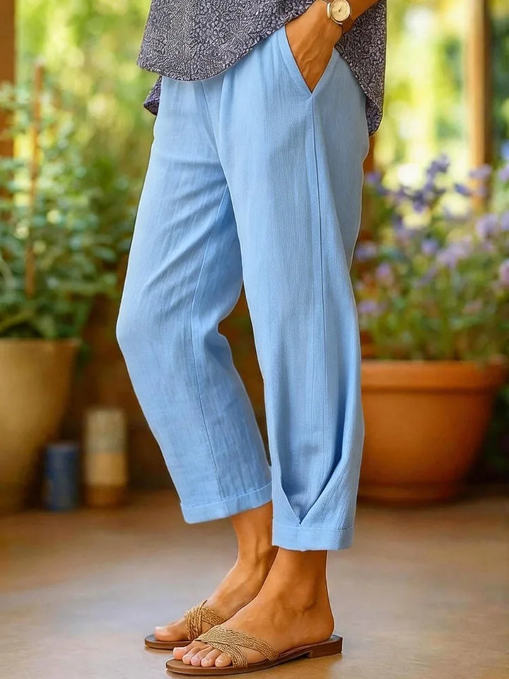 Provenza™ | Pantalones recortados de lino de color liso