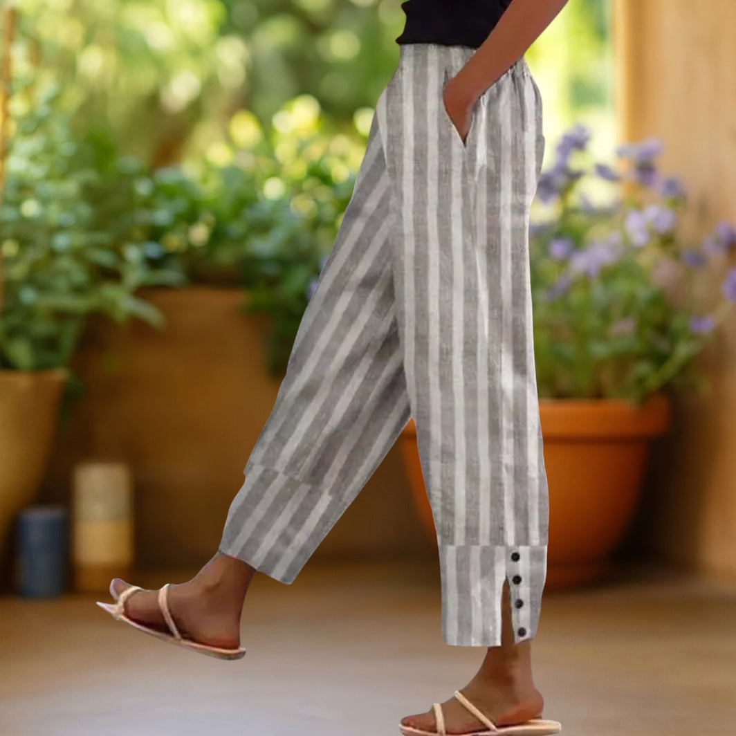 Sevilla | Pantalones de pierna ancha a rayas con abertura