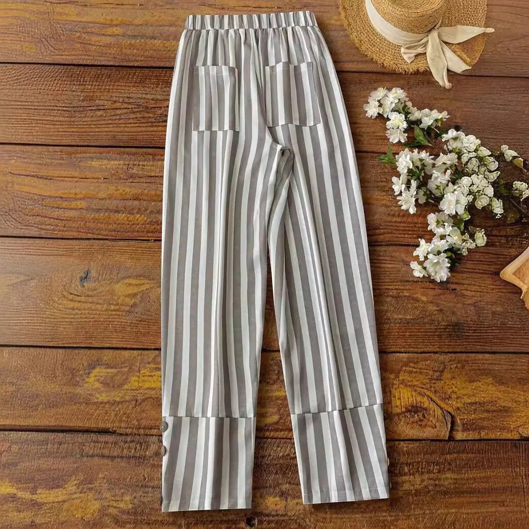 Sevilla | Pantalones de pierna ancha a rayas con abertura