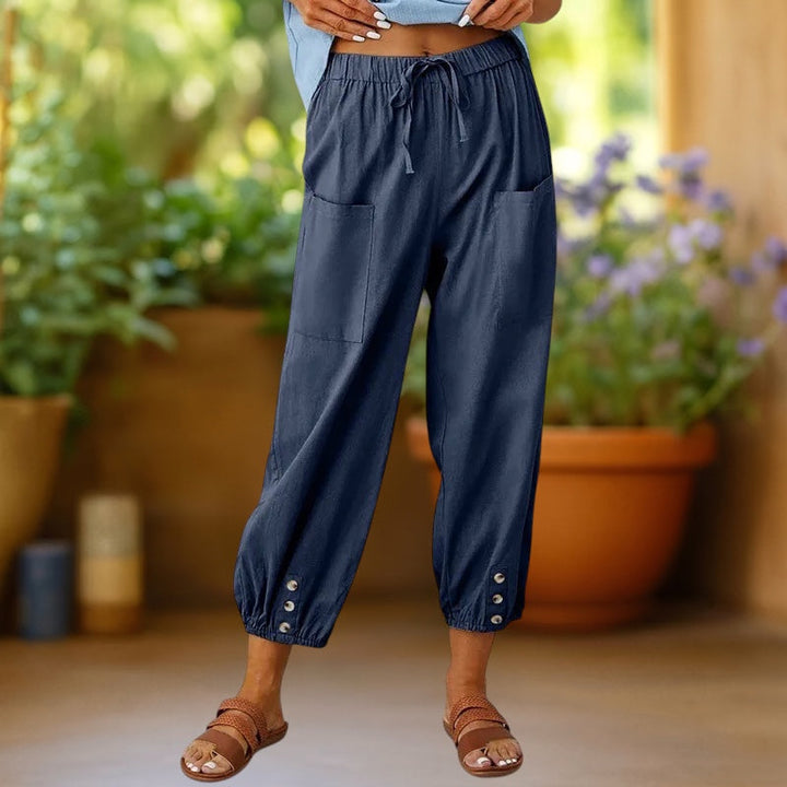 Aurelia™ | Pantalones de lino de pierna ancha recortados