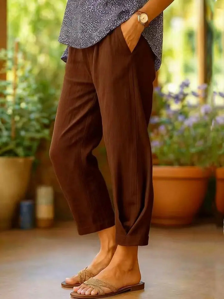 Provenza™ | Pantalones recortados de lino de color liso
