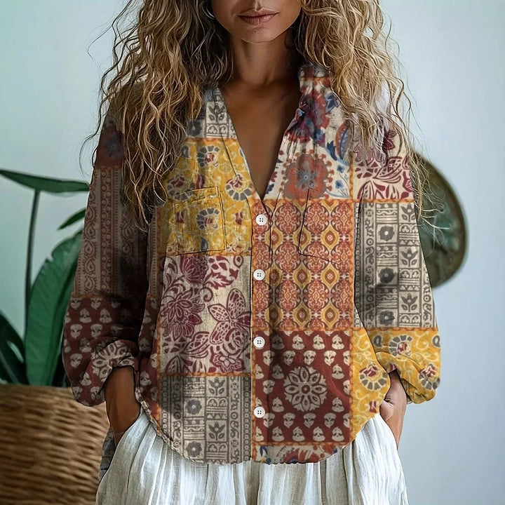 Sofía – Blusa casual con estampado natural