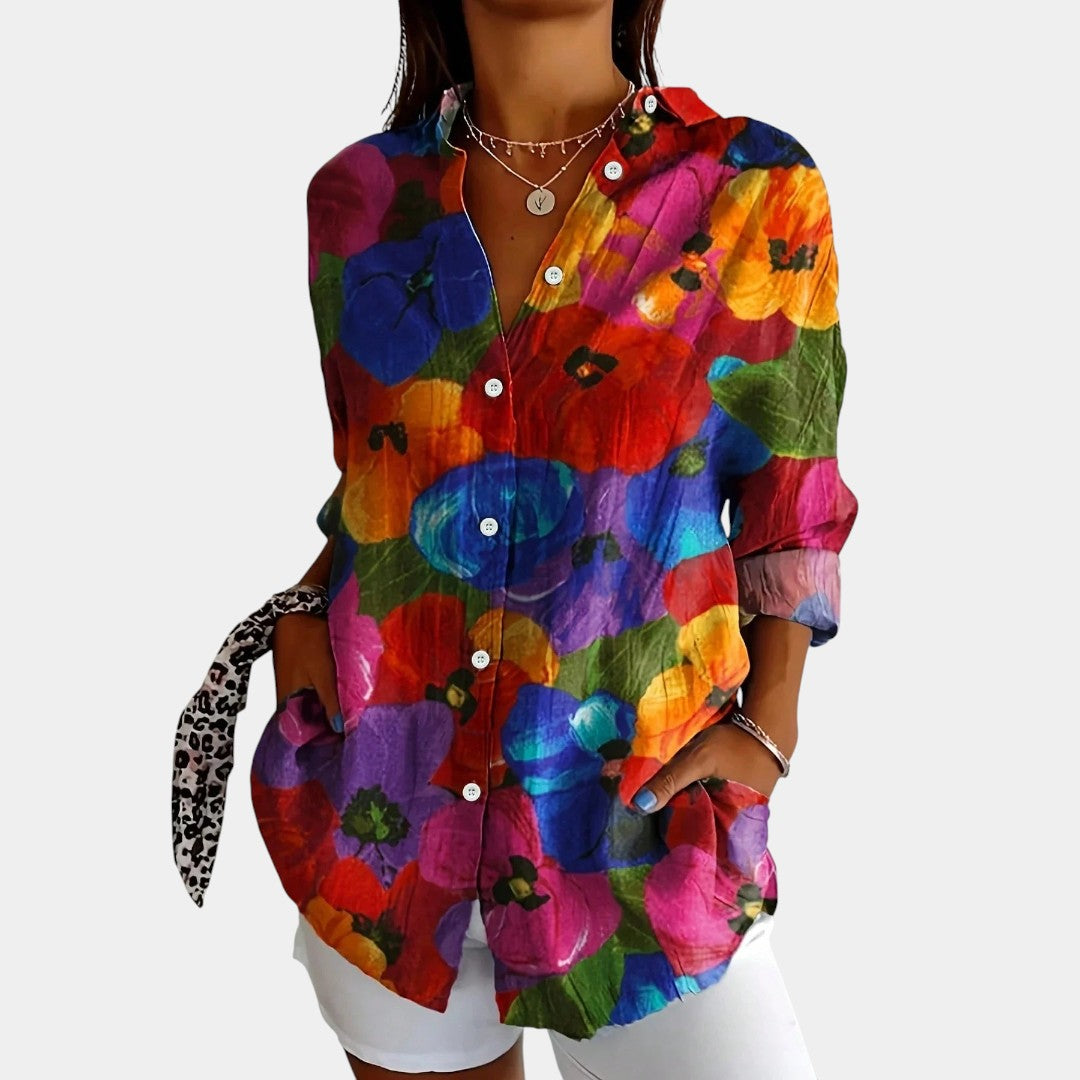 Nika – Blusa de verano con estampado colorido