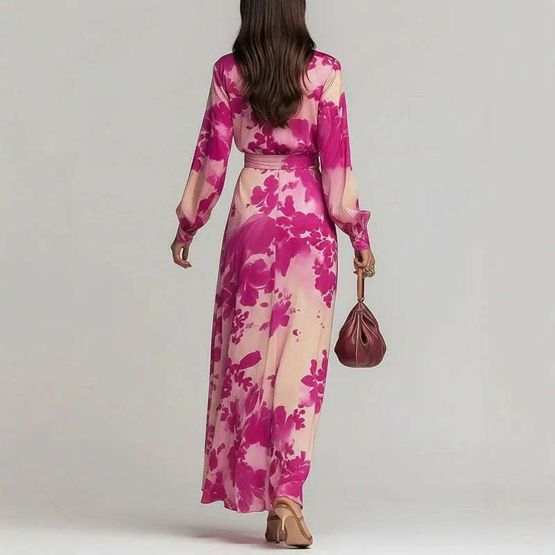 Leah – Vestido maxi floral cruzado