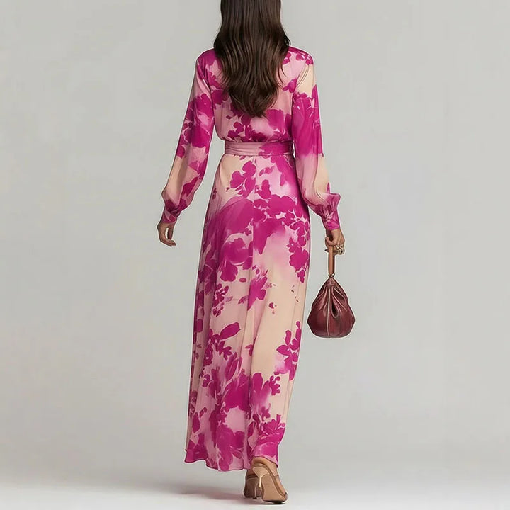 Leah – Vestido maxi floral cruzado