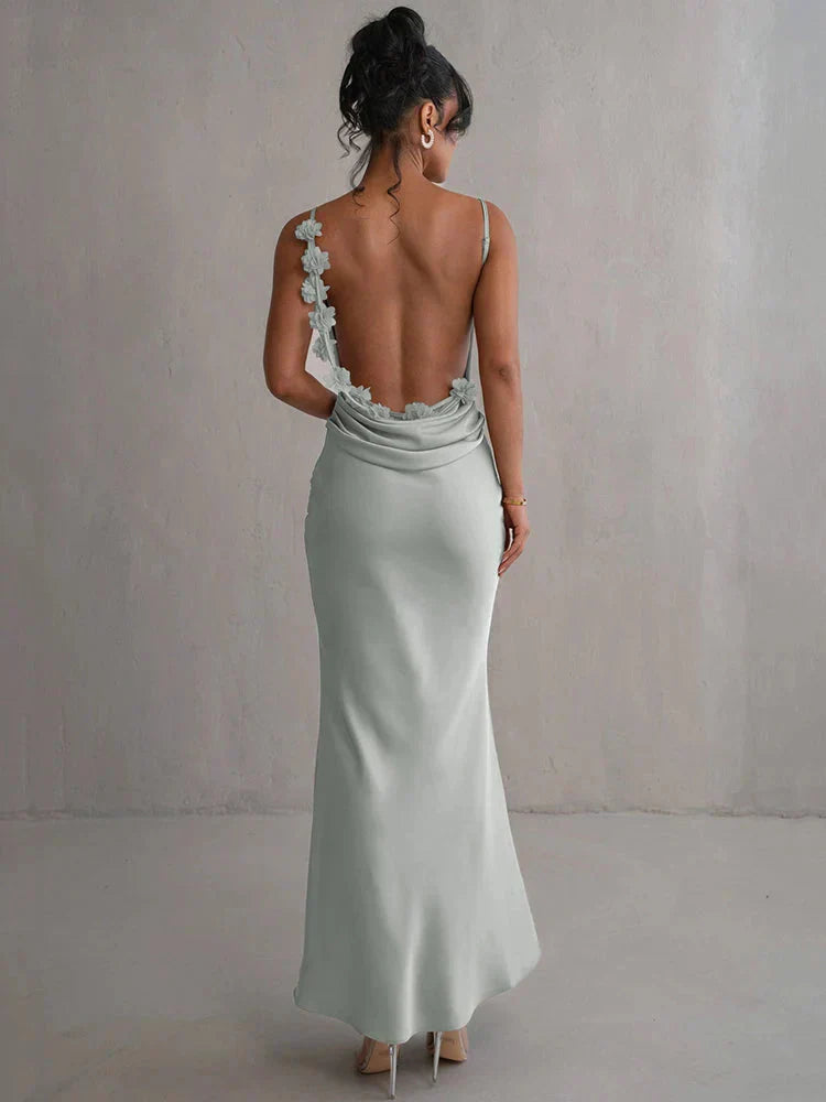 Cassiane - Vestido de Satén Floral