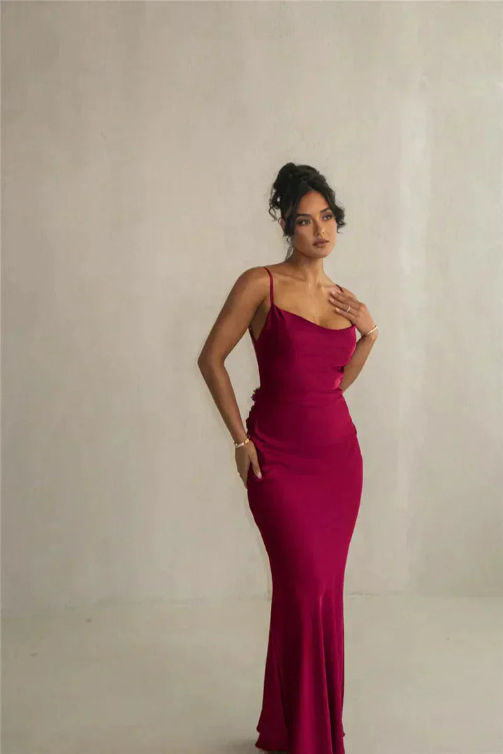 Cassiane - Vestido de Satén Floral