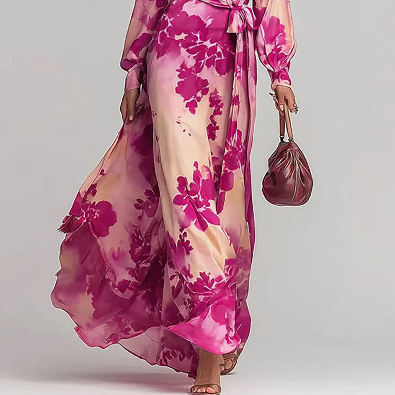 Leah – Vestido maxi floral cruzado