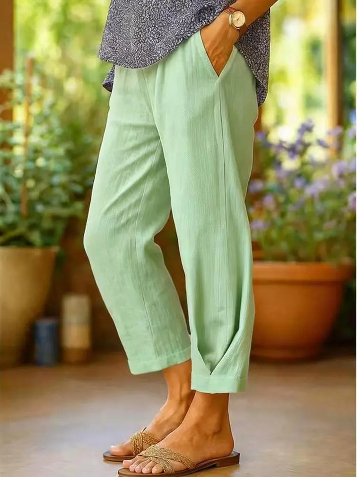Provenza™ | Pantalones recortados de lino de color liso