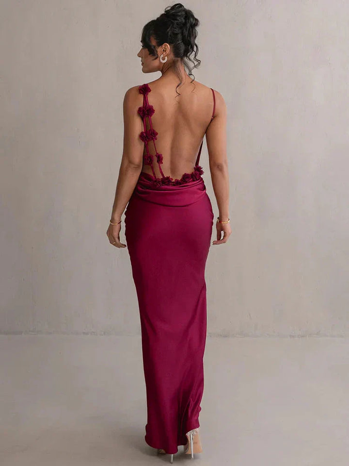 Cassiane - Vestido de Satén Floral