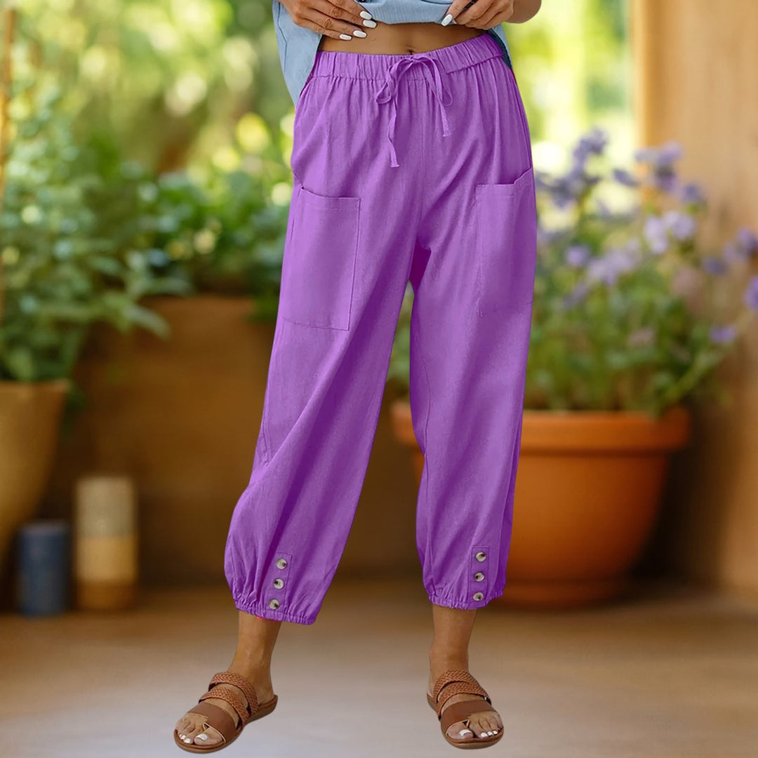 Aurelia™ | Pantalones de lino de pierna ancha recortados