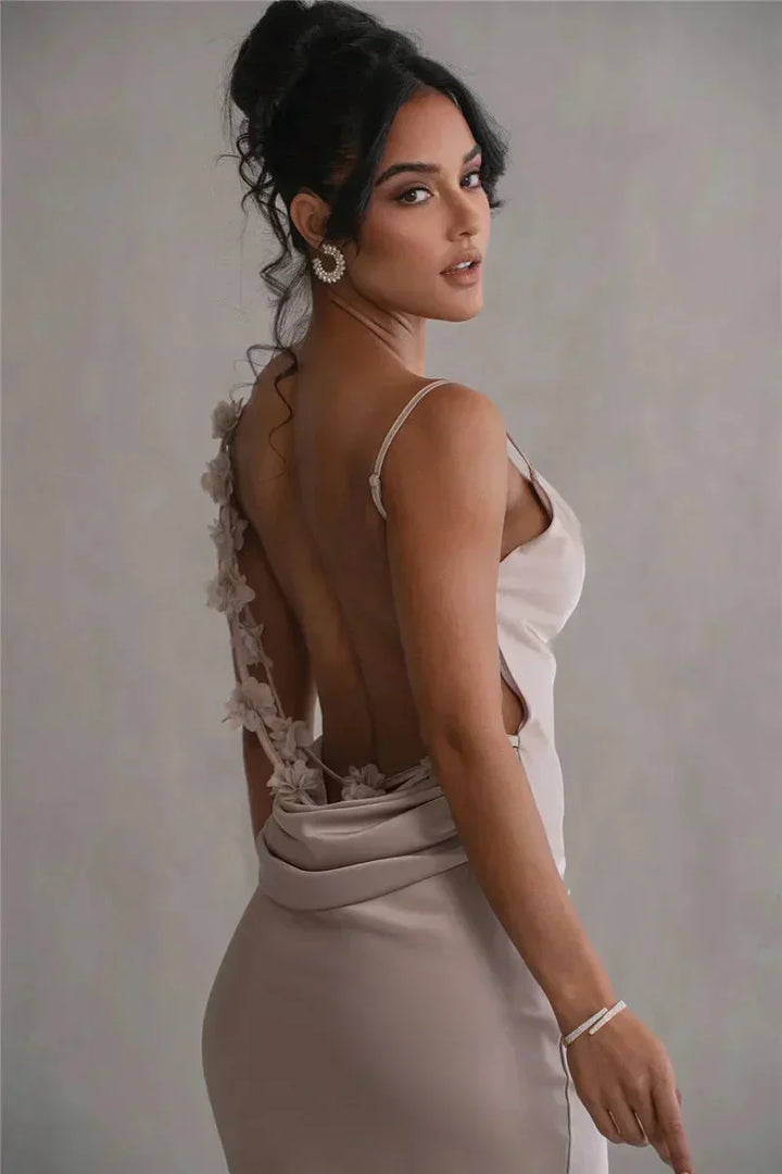 Cassiane - Vestido de Satén Floral