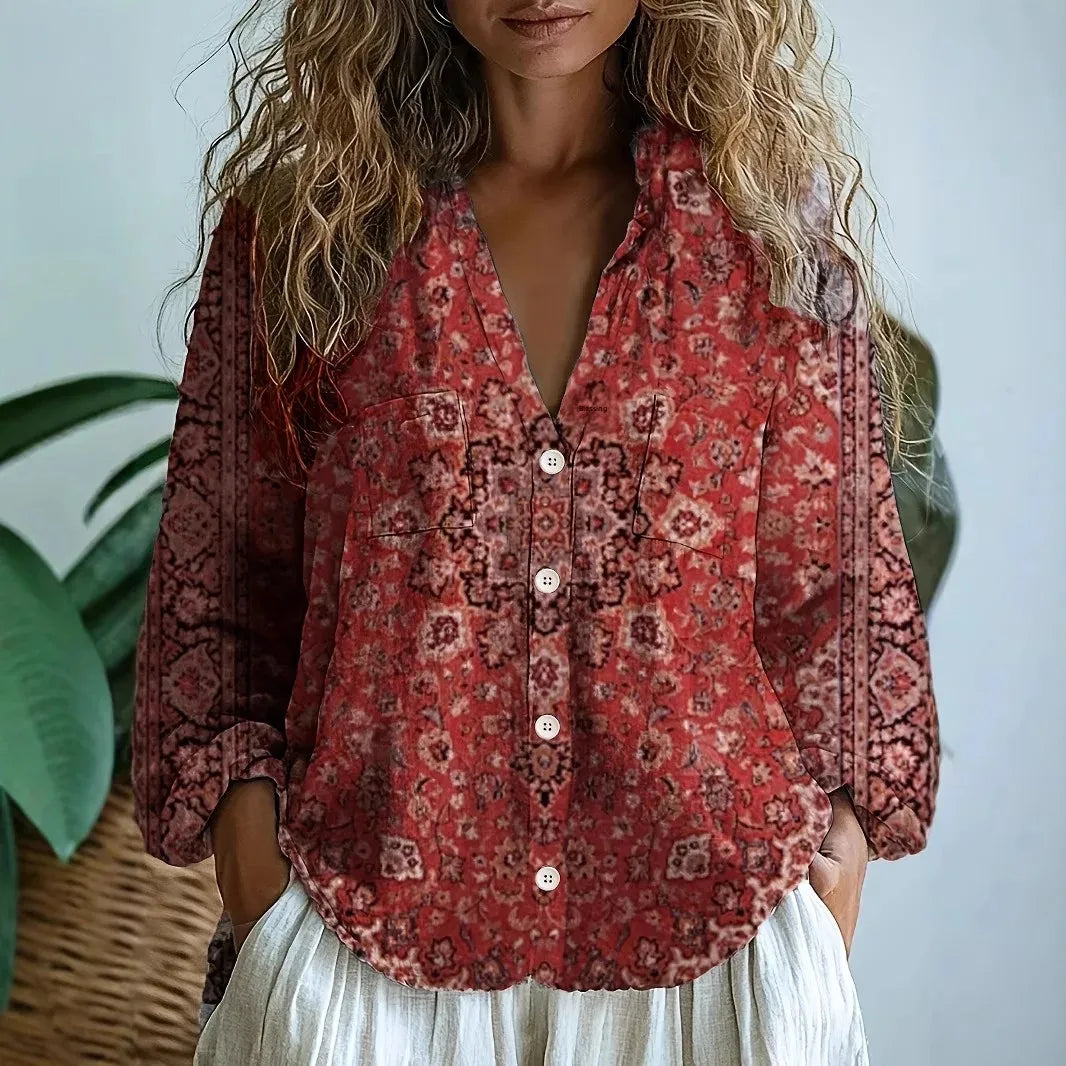 Sofía – Blusa casual con estampado natural