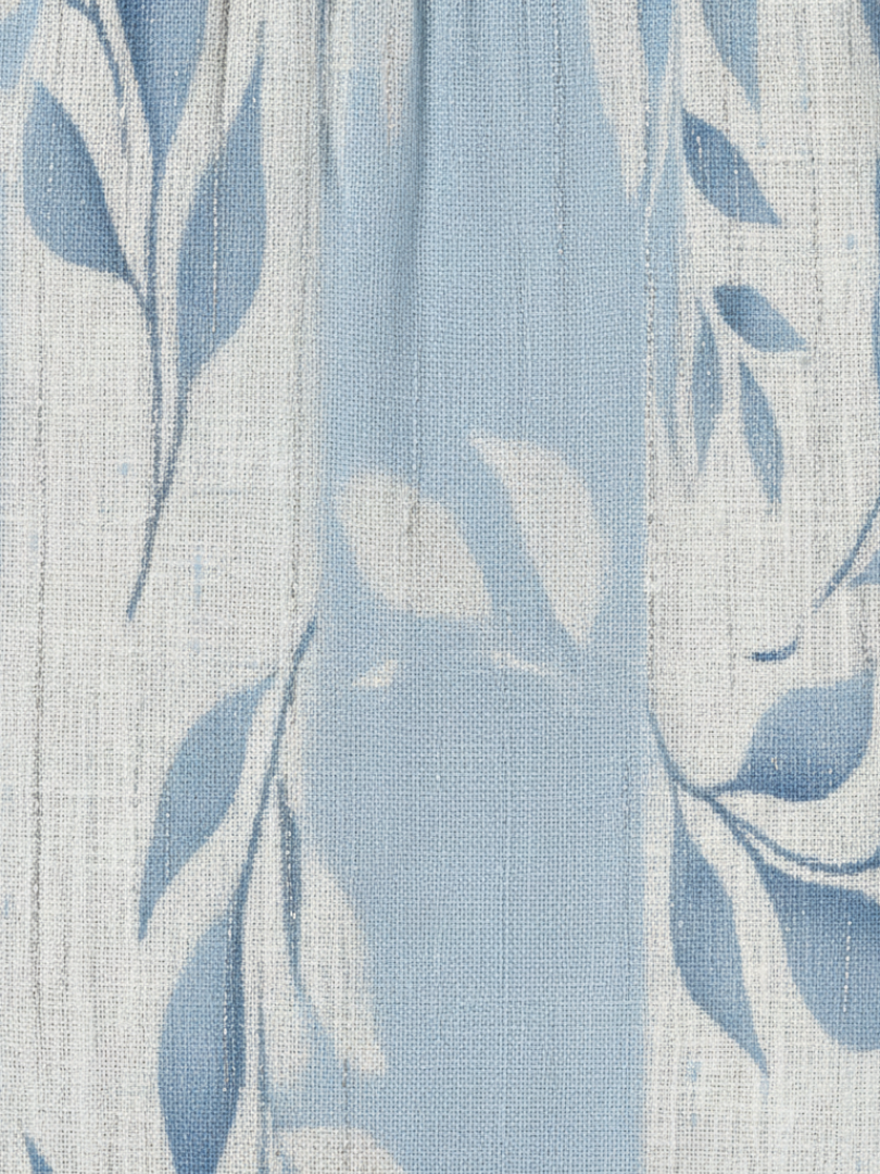 Solenne | Vestido Midi Sin Mangas con Diseño de Hojas Azules