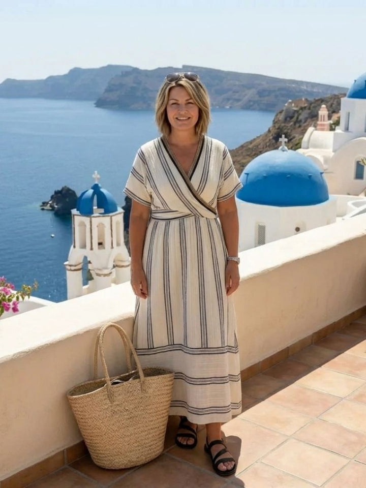 Thalassa | Vestido midi cruzado de manga corta con escote en V
