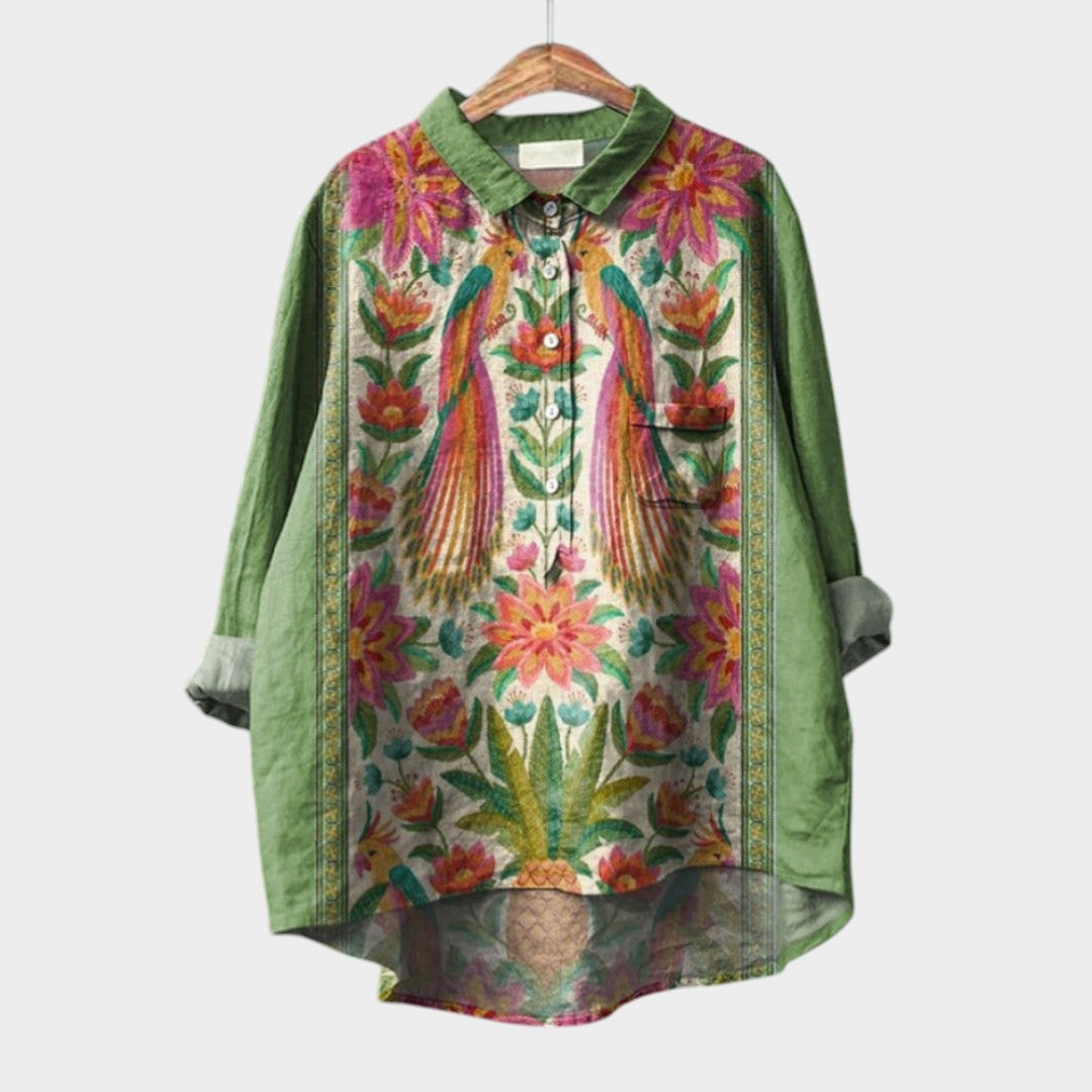 Elara™ | Blusa de lino atemporal con estampado