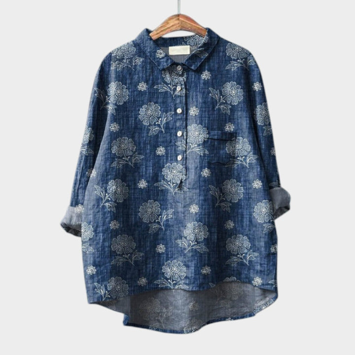 Elara™ | Blusa de lino atemporal con estampado