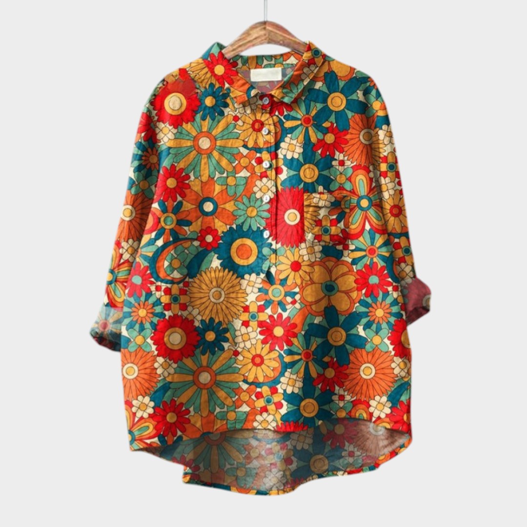 Elara™ | Blusa de lino atemporal con estampado
