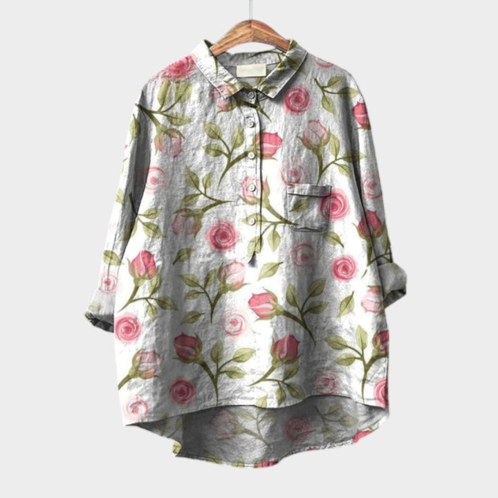 Elara™ | Blusa de lino atemporal con estampado