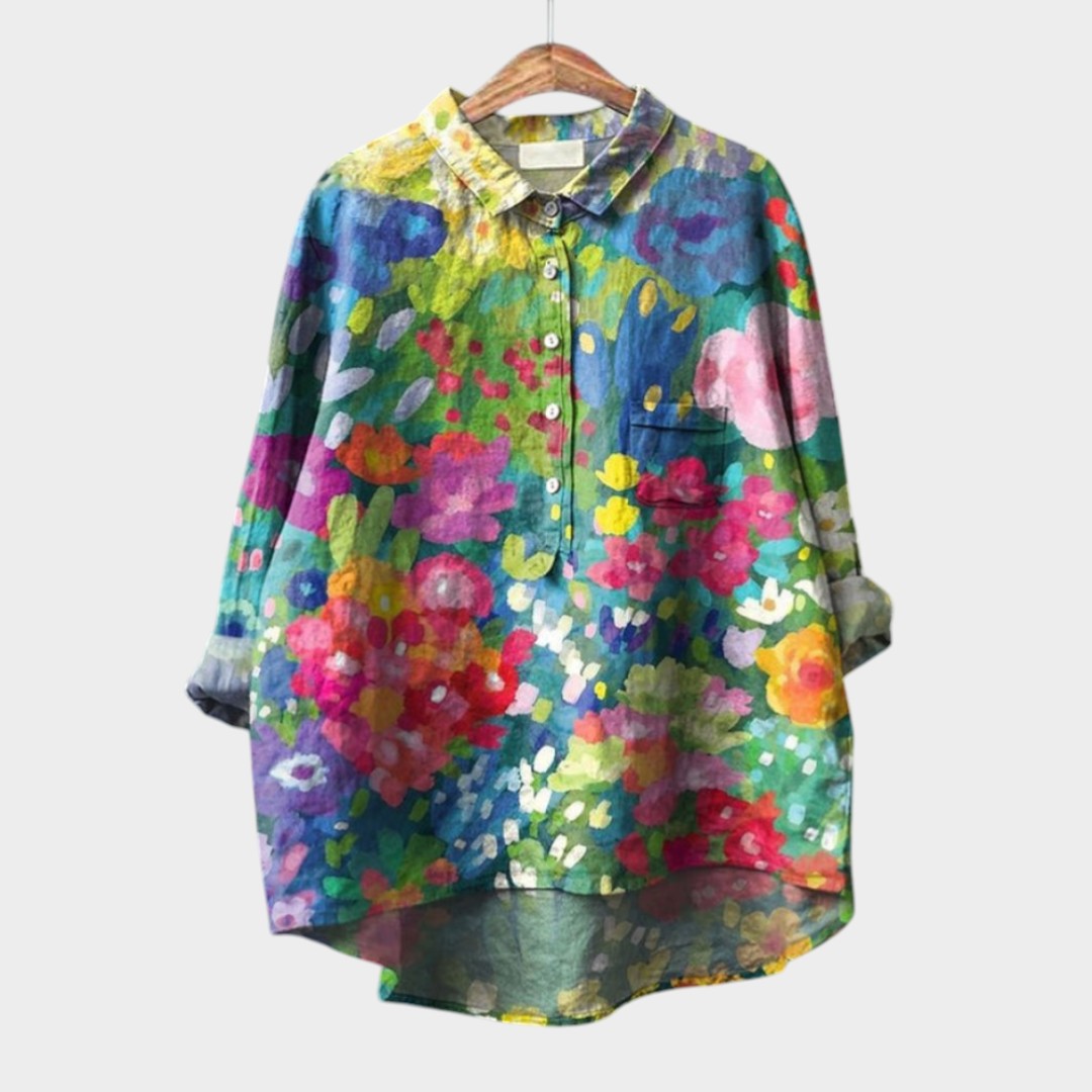 Elara™ | Blusa de lino atemporal con estampado