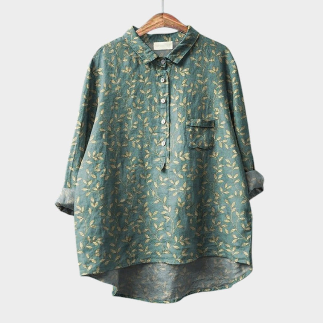 Elara™ | Blusa de lino atemporal con estampado