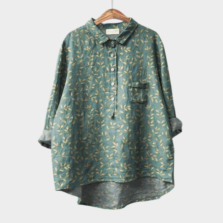 Elara™ | Blusa de lino atemporal con estampado