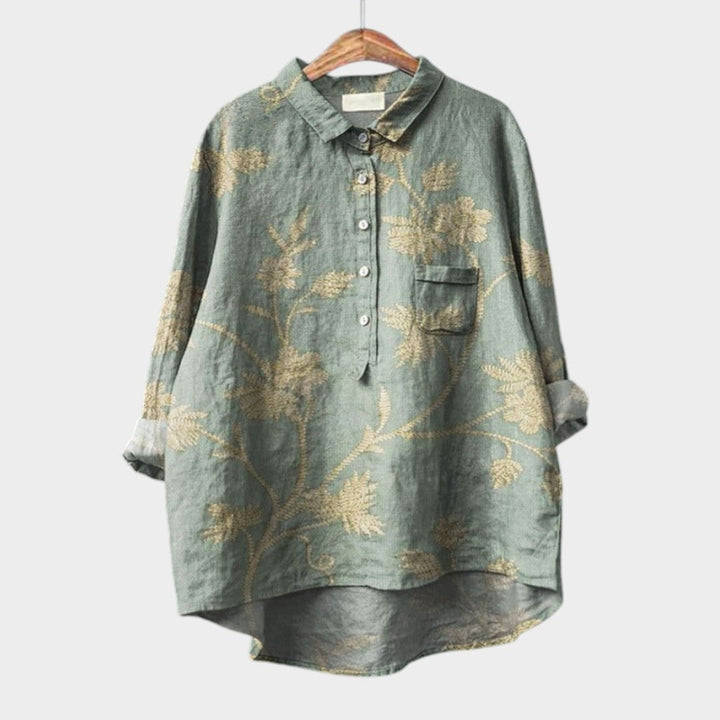 Elara™ | Blusa de lino atemporal con estampado
