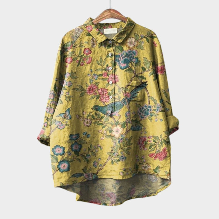 Elara™ | Blusa de lino atemporal con estampado