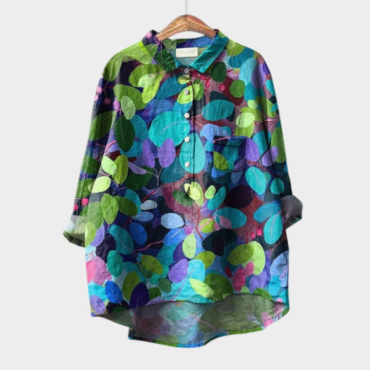 Elara™ | Blusa de lino atemporal con estampado
