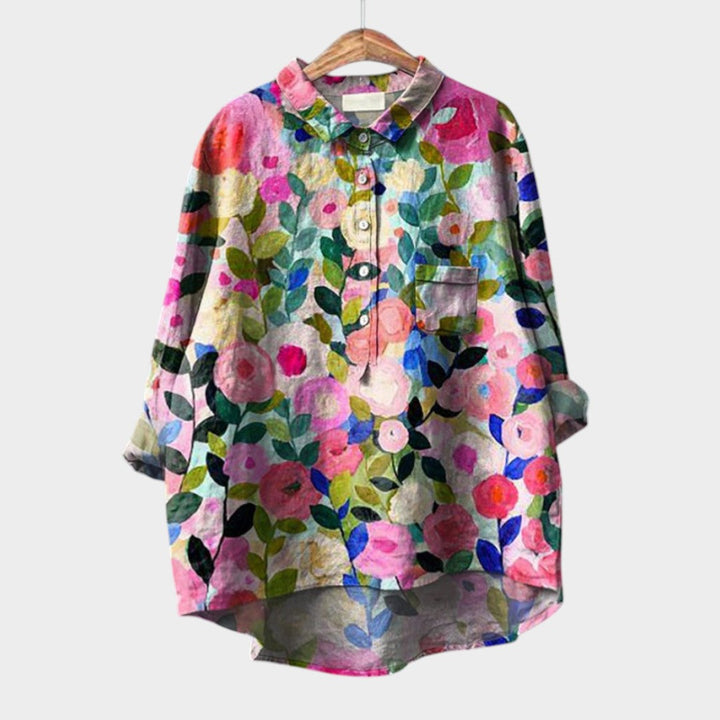 Elara™ | Blusa de lino atemporal con estampado