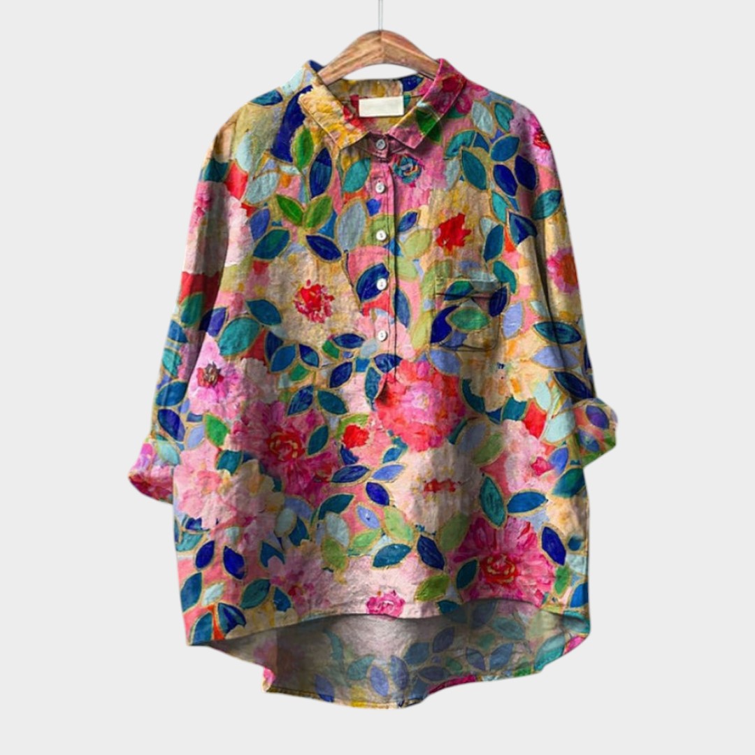 Elara™ | Blusa de lino atemporal con estampado