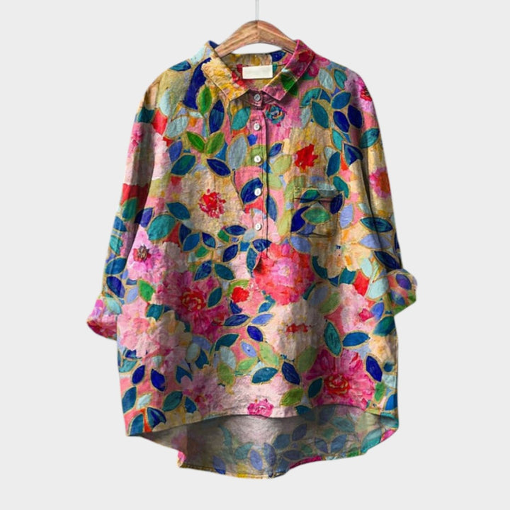 Elara™ | Blusa de lino atemporal con estampado