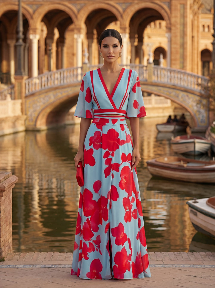 Pilar | Elegante Vestido Maxi con Escote en V Pronunciado