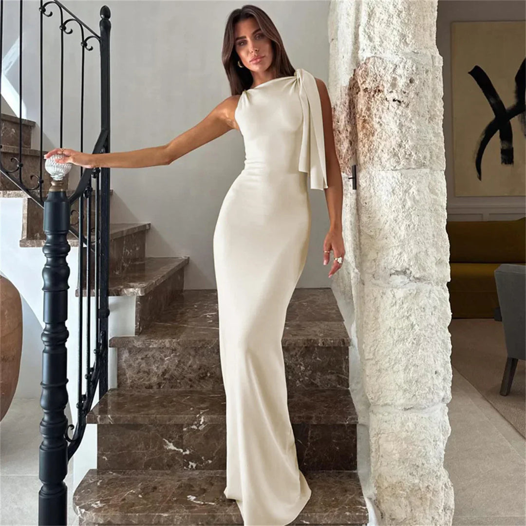 Cristina - Vestido largo con detalle de cinta en el hombro