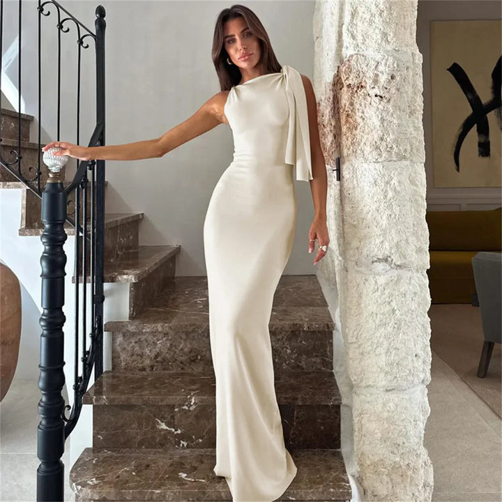 Cristina - Vestido largo con detalle de cinta en el hombro