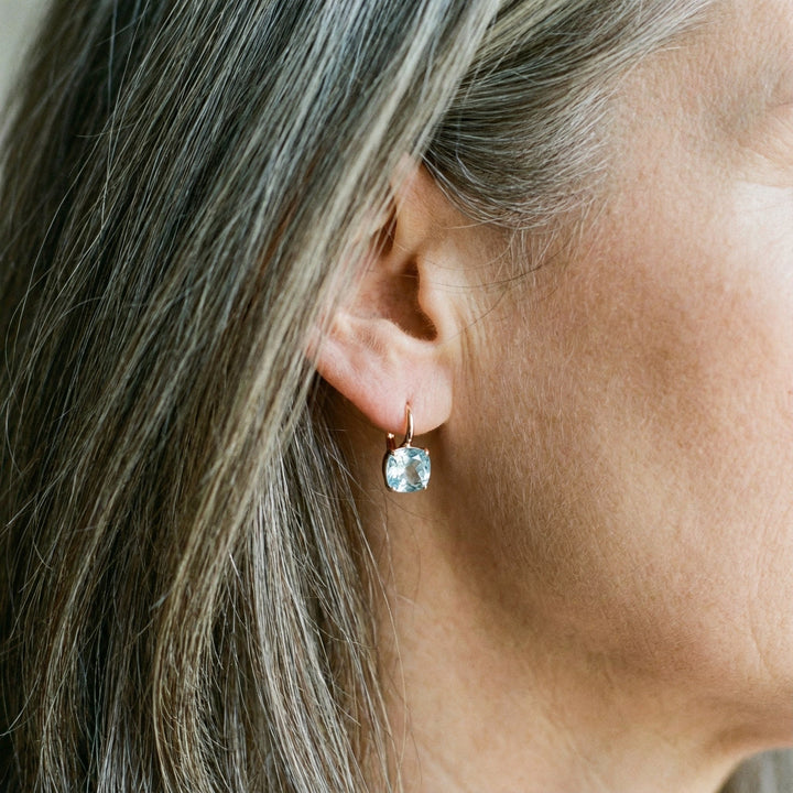 Pendientes vintage azules con circonia cúbica incrustada