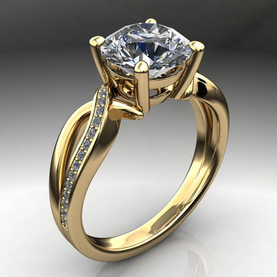 Anillo vintage trenzado de oro con circón