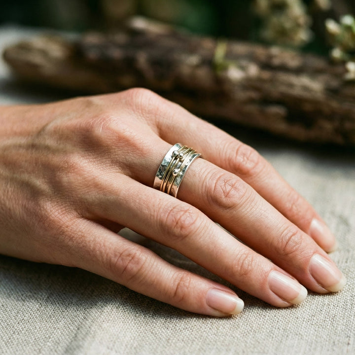 Anillo vintage de oro con baño de plata